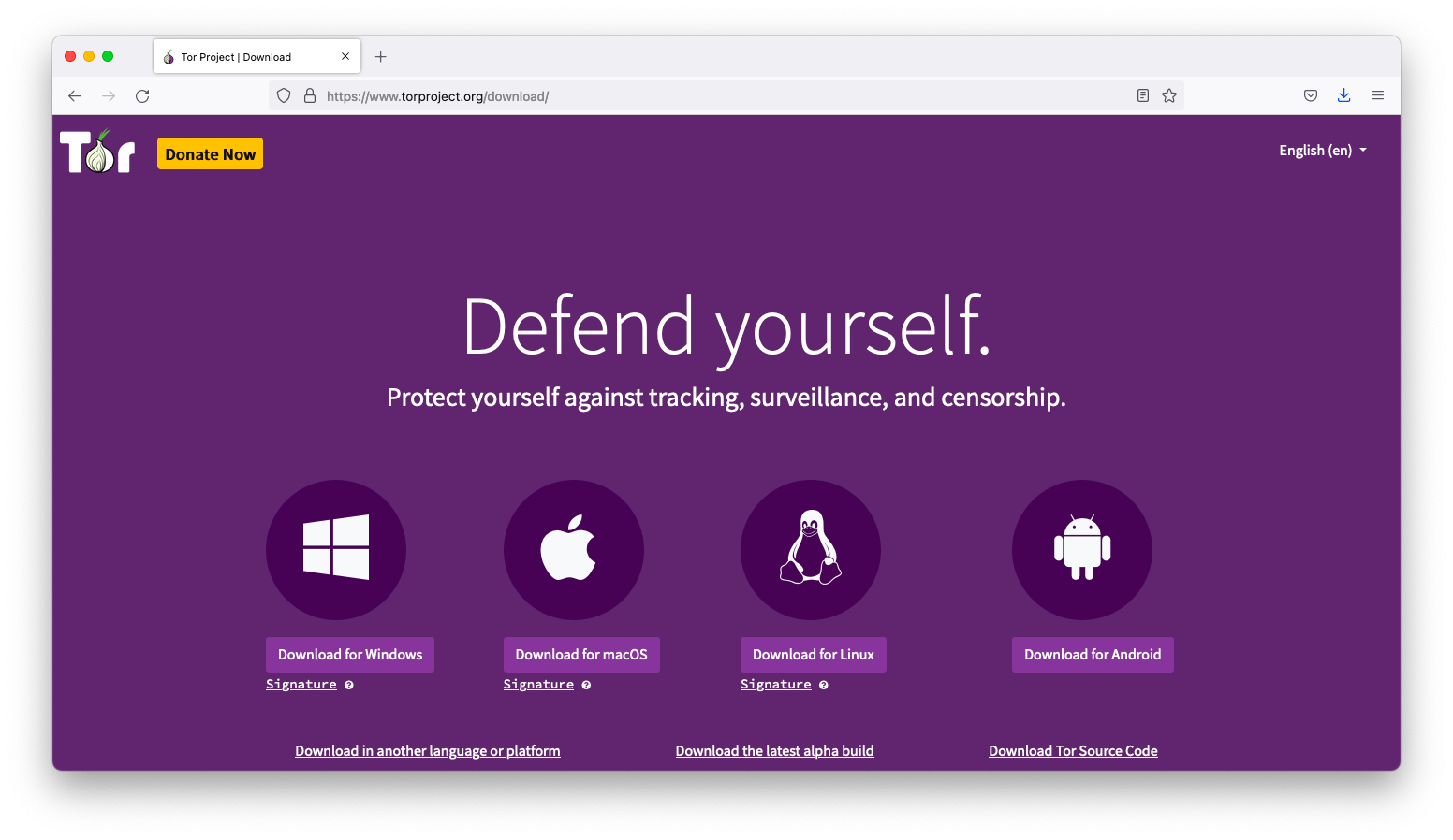 Tor Browserのダウンロード